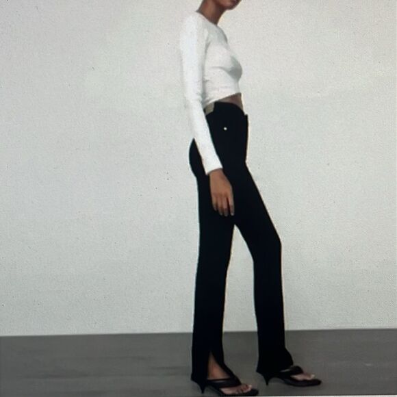 New! ZARA The Skinny with Split Hem Ash black Jeans Size 4 - Picture 1 of 16
